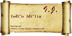 Iván Júlia névjegykártya